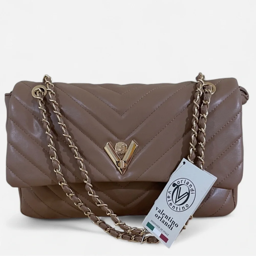 Valentino Orlandi Tan Quilted Shoulder Bag - Picture 2 of 6